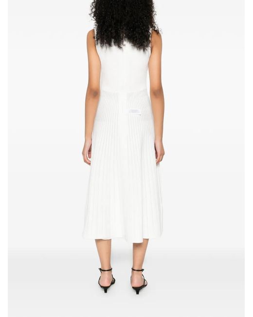 Hervé Léger White Pleated A-Line Dress