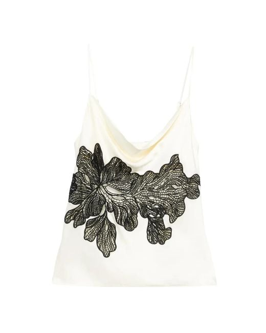 Patrizia Pepe White Lace-Detail Sleeveless Top