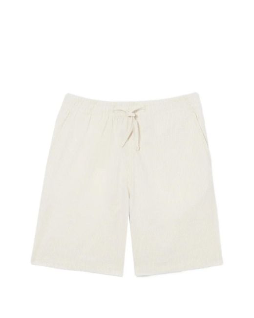 Lacoste White Striped Drawstring Shorts for men