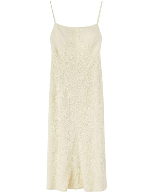 Jil Sander Midi-jurk Met Borduurwerk in het White