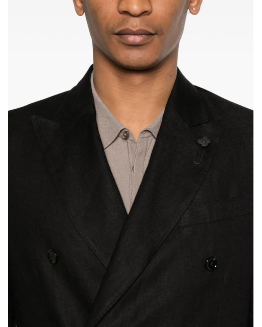 Lardini Black Double-Breasted Blazer for men