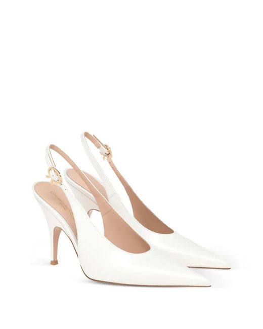 Gianvito Rossi White Sofia Slingback Pumps