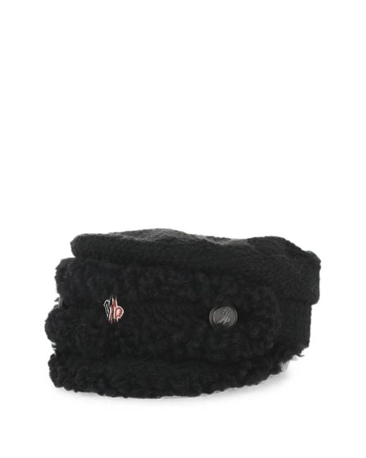 Moncler Black Après-Ski Faux-Shearling Breton Hat