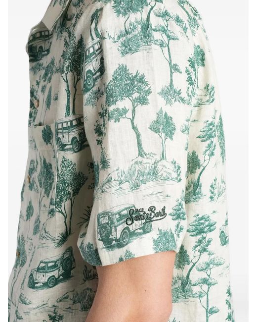 Mc2 Saint Barth Blue Graphic-Print Short-Sleeve Shirt for men