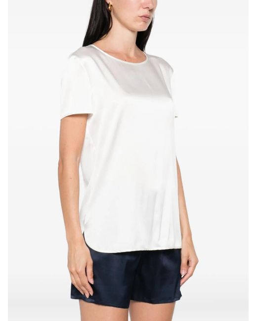 Max Mara White Short-Sleeve Satin Top