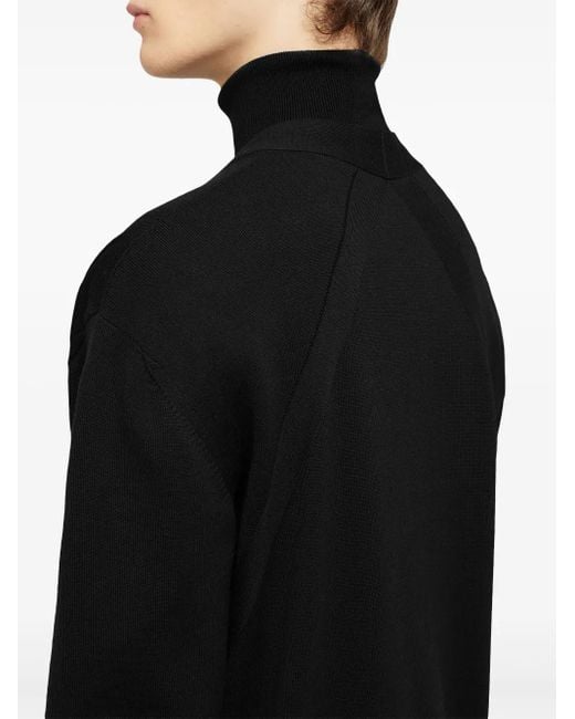 Jil Sander Black V-Neck Wool Cardigan for men