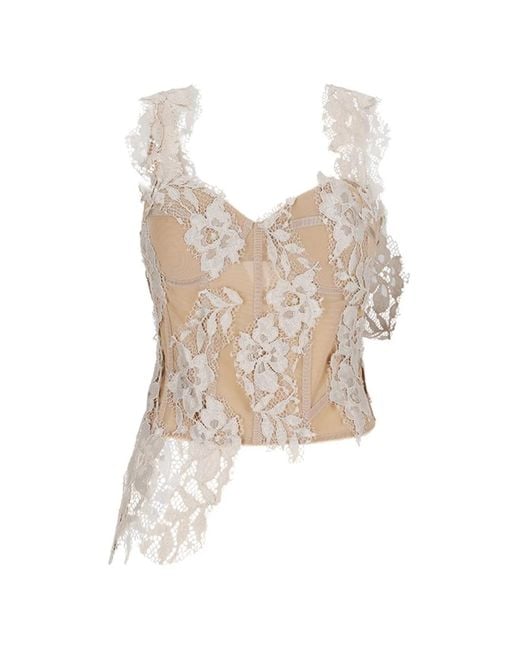 GIUSEPPE DI MORABITO White Floral-Lace Top