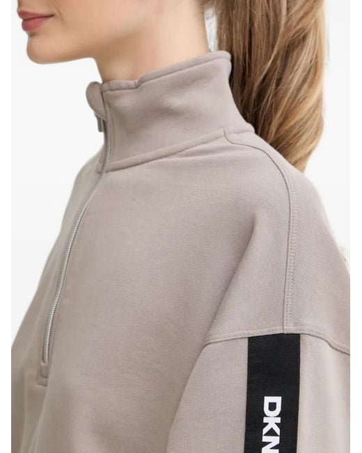 DKNY Gray Logo-Tape Quarter-Zip Sweatshirt
