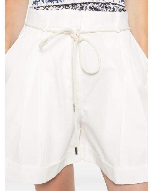 Lee Mathews White Belted Pleated Shorts