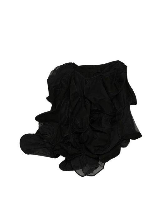 Yohji Yamamoto Black Asymmetric Ruffled Midi Skirt