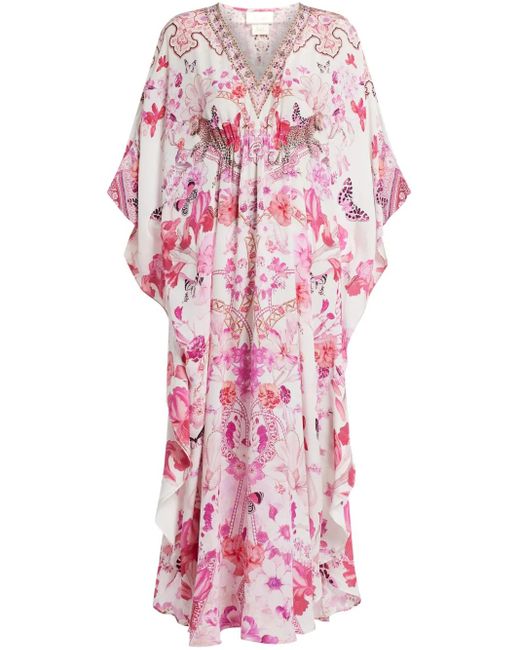 Caftán The Botanical Novella con cintura fruncida Camilla de color Pink