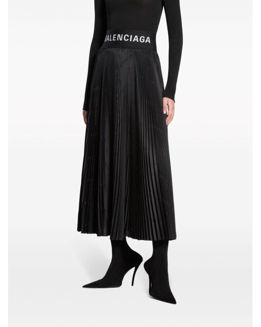 Falda midi con logo en jacquard Balenciaga de color Black