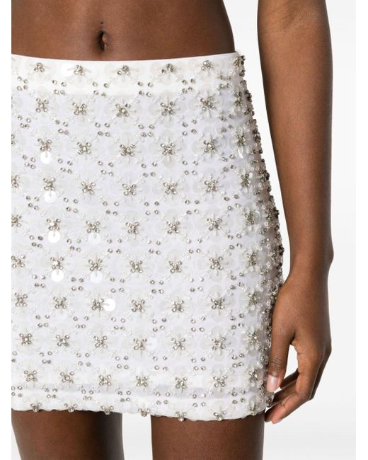 P.A.R.O.S.H. White Sequined A-line Miniskirt
