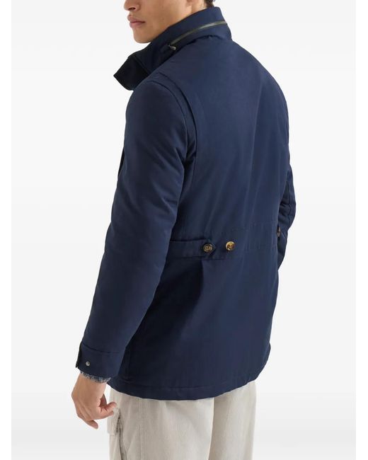 Brunello Cucinelli Blue Water-Resistant Microfiber Parka With Thermore Padding And Packable Hood for men