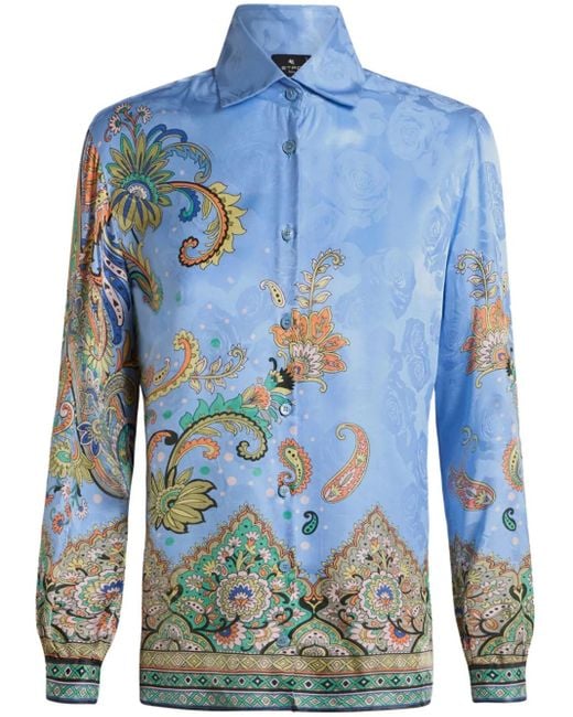 Etro Overhemd Met Paisley-Print in het Blue