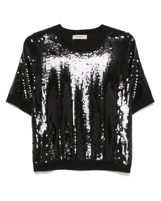 Twinset Black Sequinned Top
