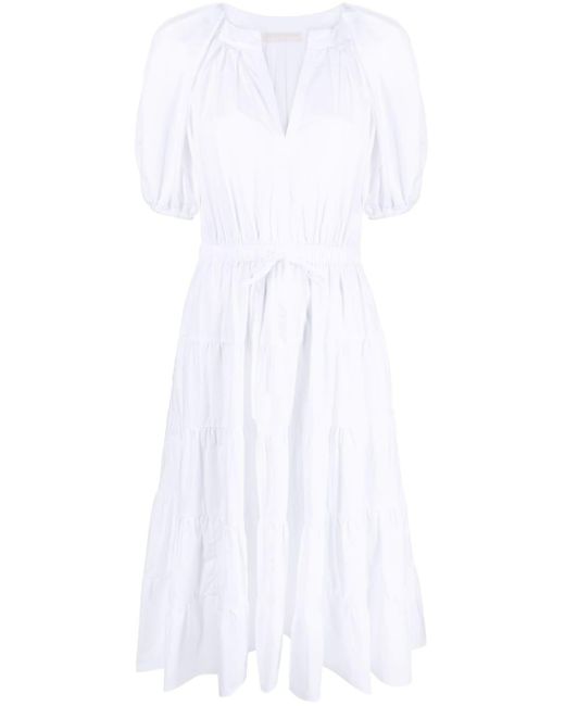 Ulla Johnson Olina Puff-sleeve Midi Dress in White | Lyst UK