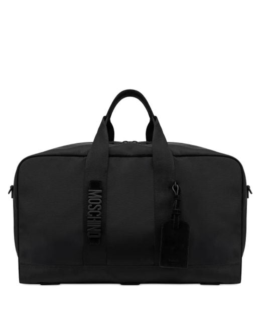 Moschino Black Logo-Plaque Holdall for men