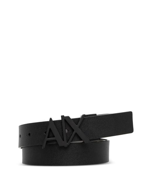 ARMANI EXCHANGE Black Logo-Buckle Belt for men