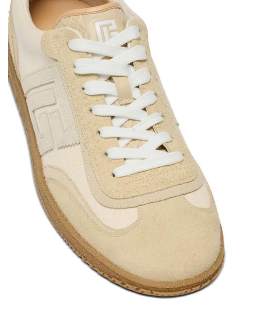 Balmain White Swan Lace-Up Logo-Detail Sneakers for men