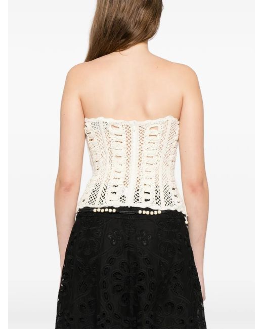 Oscar de la Renta Natural Knitted Tank Top
