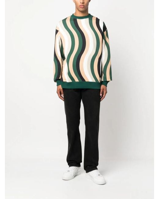 Camper Green Wave-Pattern Cotton Sweatshirt