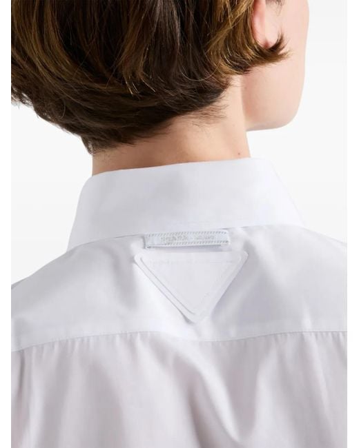 Prada White Hemd Mit Brosche