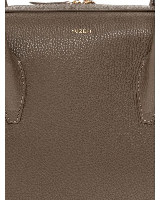 Yuzefi Brown Brioche Pebble-Grain Shoulder Bag
