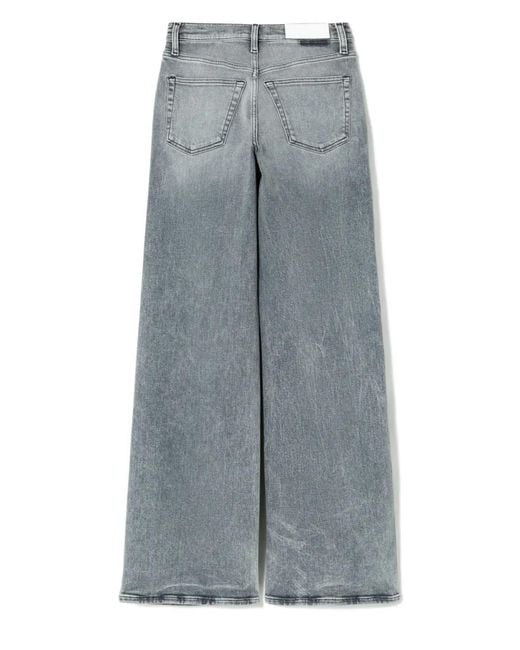 Re/done Blue Logo-Patch Wide-Leg Jeans