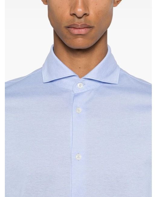 Boggi Blue Piqué-Weave Shirt for men