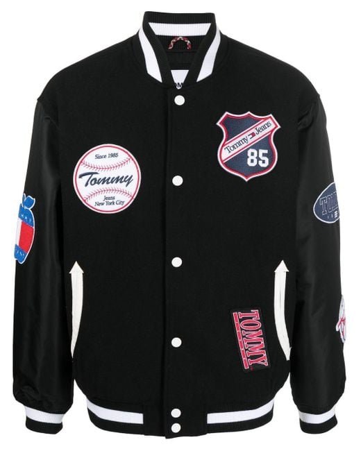 Tommy Hilfiger Logopatches Bomber Jacket in Black for Men Lyst