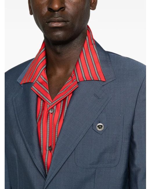 Versace Blue Notched-Lapel Single-Breasted Jacket for men