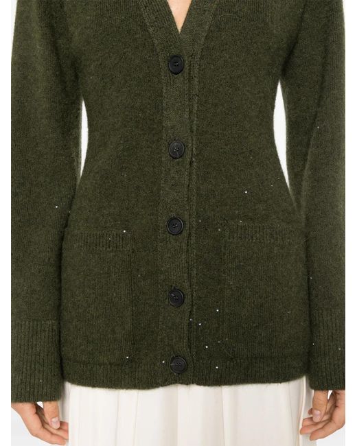 Fabiana Filippi Green Sequin-Embellished Cardigan
