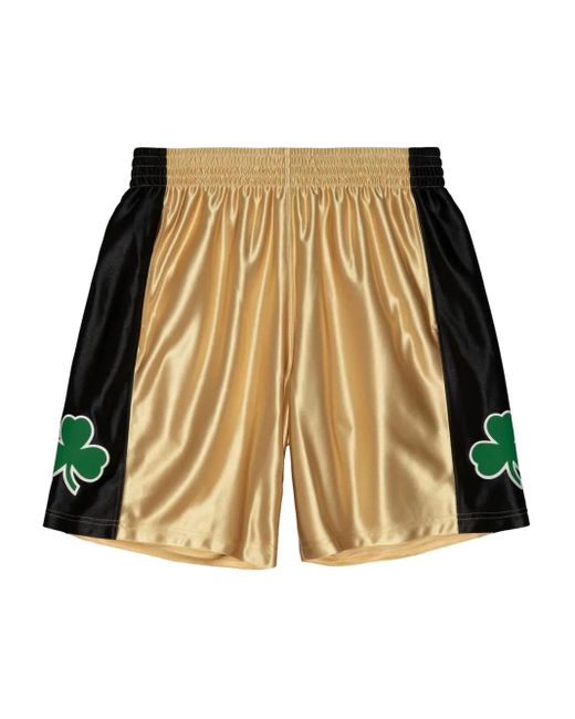 Mitchell & Ness Natural Shamrock-Detail Swingman Shorts for men