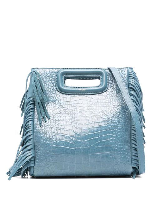 Maje Blue M Crocodile-Embossed Tote Bag