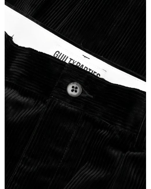 Wacko Maria Black Pleated Corduroy Trousers for men