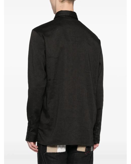 Transit Black Patch-Pocket Button-Up Shirt for men