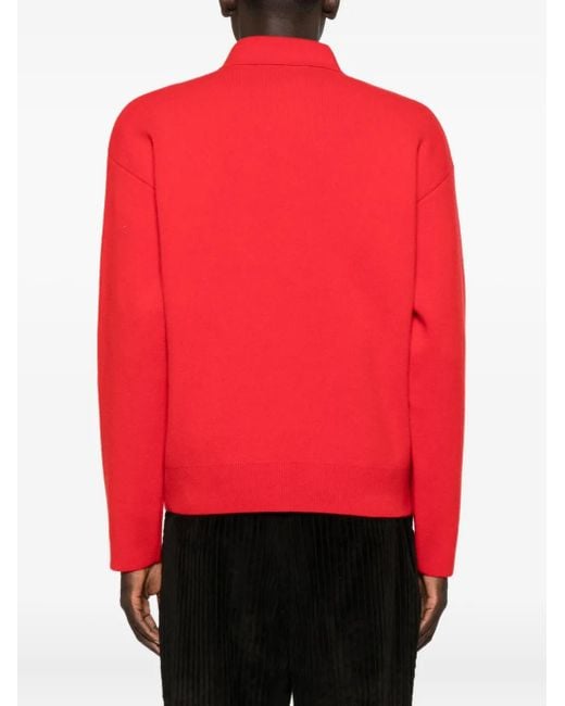 Jacquemus Red Polo-Neck Buttoned Sweater for men