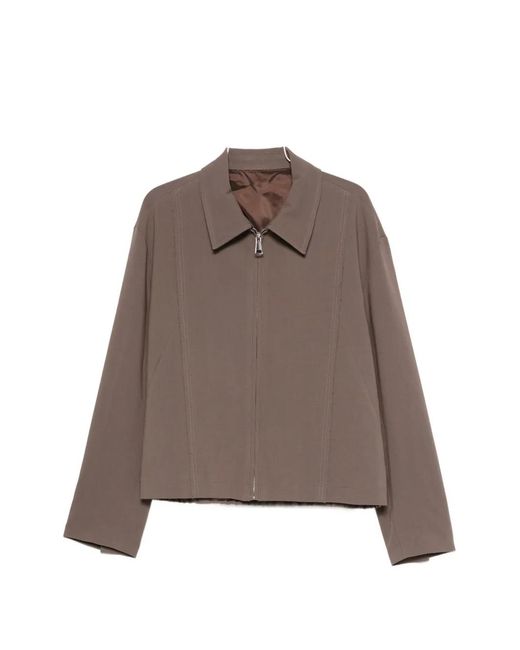 Imperial Brown Zip-Up Panelled Jacket for men
