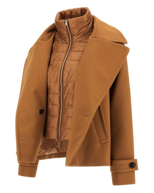 Herno Brown Double-Breasted Cropped Jacket