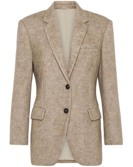Brunello Cucinelli Natural Single-Breasted Blazer