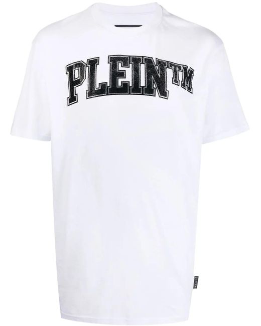 Philipp Plein White Stones Logo-Embellished T-Shirt for men
