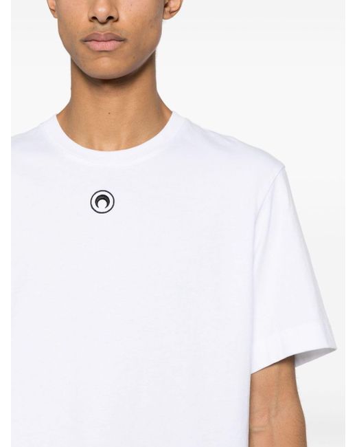 Camiseta con logo bordado MARINE SERRE de hombre de color White