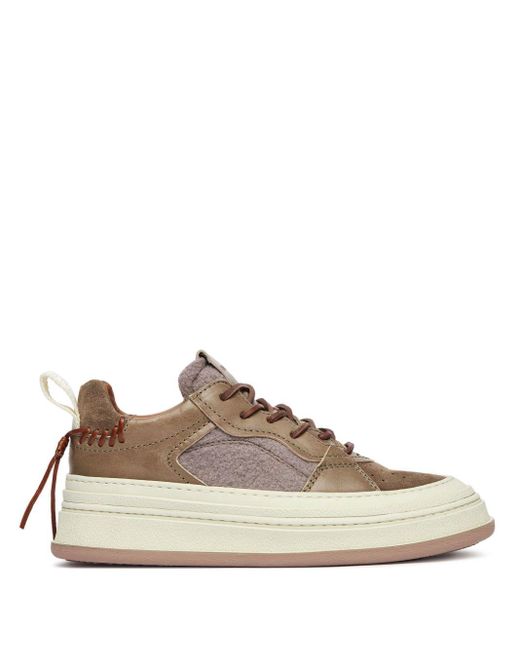 Buttero Brown Panelled Lace-up Sneakers