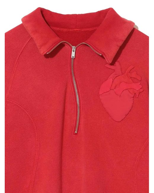 Undercover Red Heart-Appliqué Polo Top