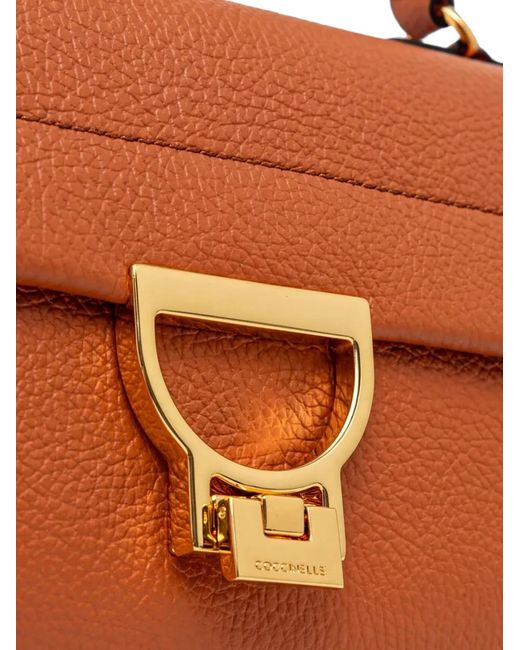 Coccinelle Brown Mini Arlettis Grained-Leather Tote Bag