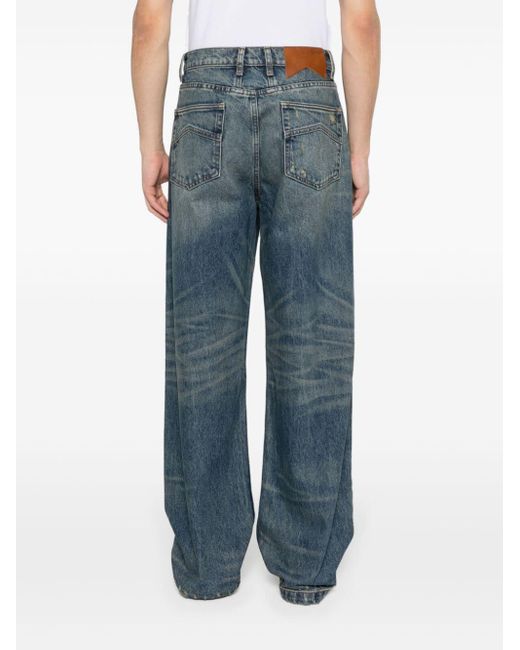 Rhude Blue Mid-rise Wide-leg Jeans for men