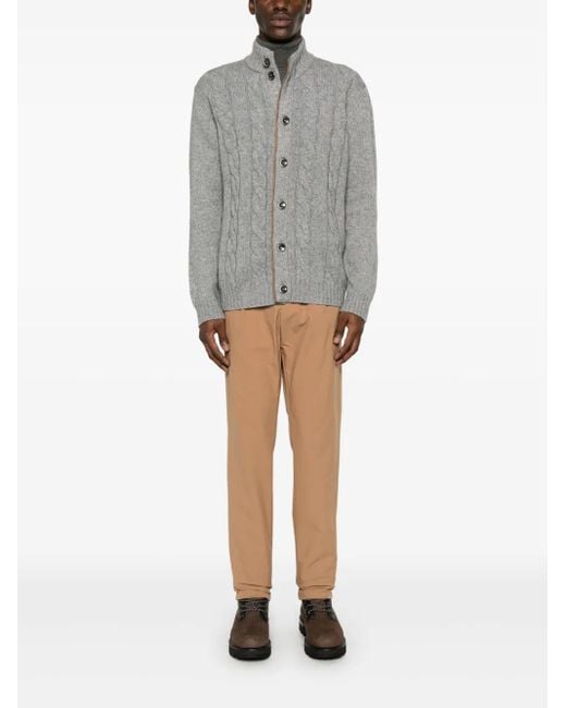 Herno Gray Cable-Knit Cardigan for men