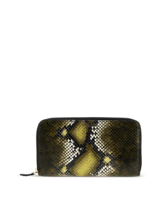 Roberto Cavalli Green Snake-Effect Wallet