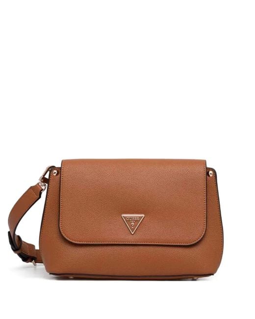 Guess Brown Meridian logo-plaque leather cross body bag